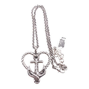 NWT $52 Brighton Anchored In Love Anchor Heart Pendant Silver Plated Necklace